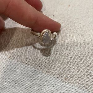 Authentic gem stone!! Rainbow moonstone Sterling silver ring.